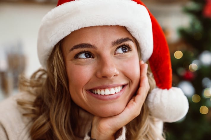 woman with healthy holiday glow