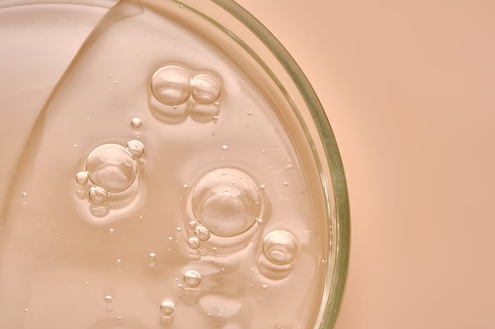 close up of clear peptide serum