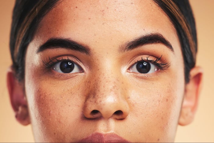 close-up of skin showing natural texture and visible pores on the face